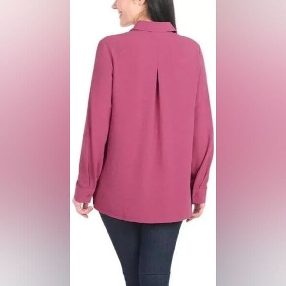 Hilary Radley Women's Rose Button-Down Shirt - Picture 2 of 3